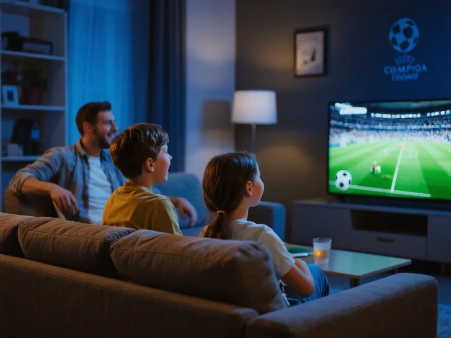 电视观看世界杯的客厅场景示意图
